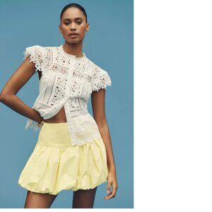 anthropologie Mare Mare Drop-Waist Bubble-Hem Mini SkirT XL yellow new with tag